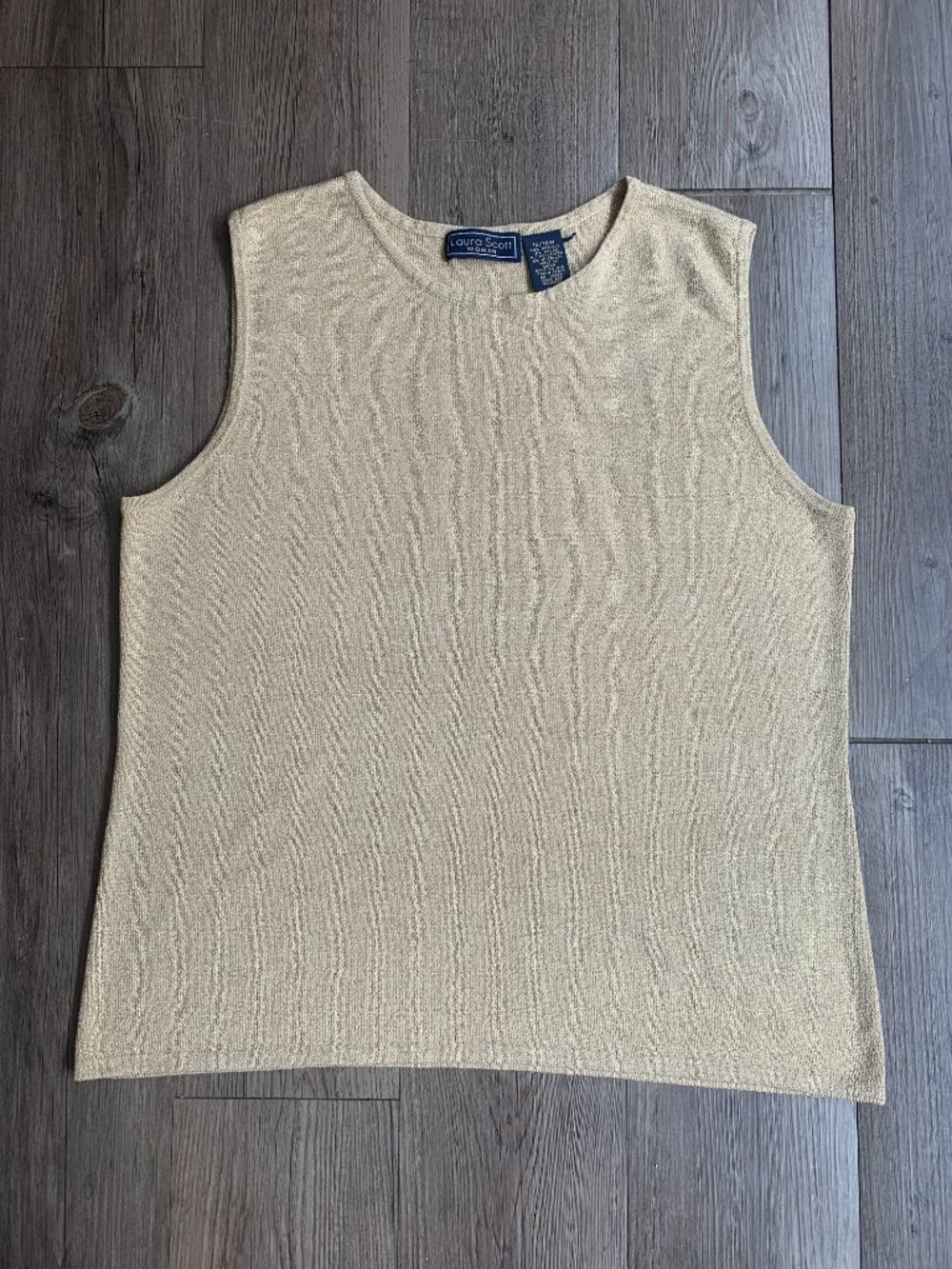 Gold Metallic Sleeveless Blouse Laura Scott Woman Plus Size 16/18W - Picture 2 of 5
